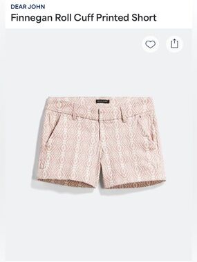 DEAR JOHN Women’s Aztec Print Plus Size Cuffed Shorts Tan and White Size 32